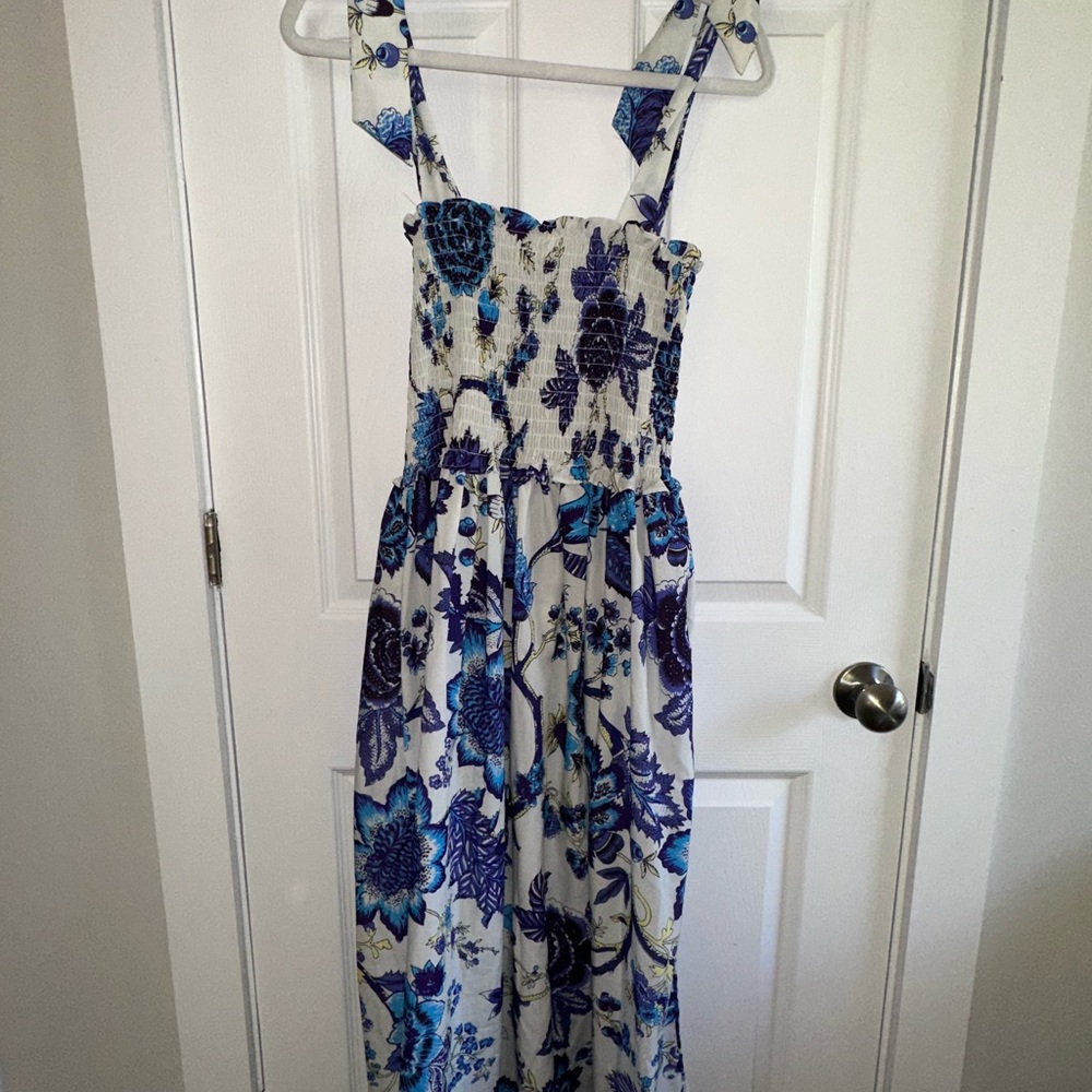 Floral Blue and White Maxi Dress